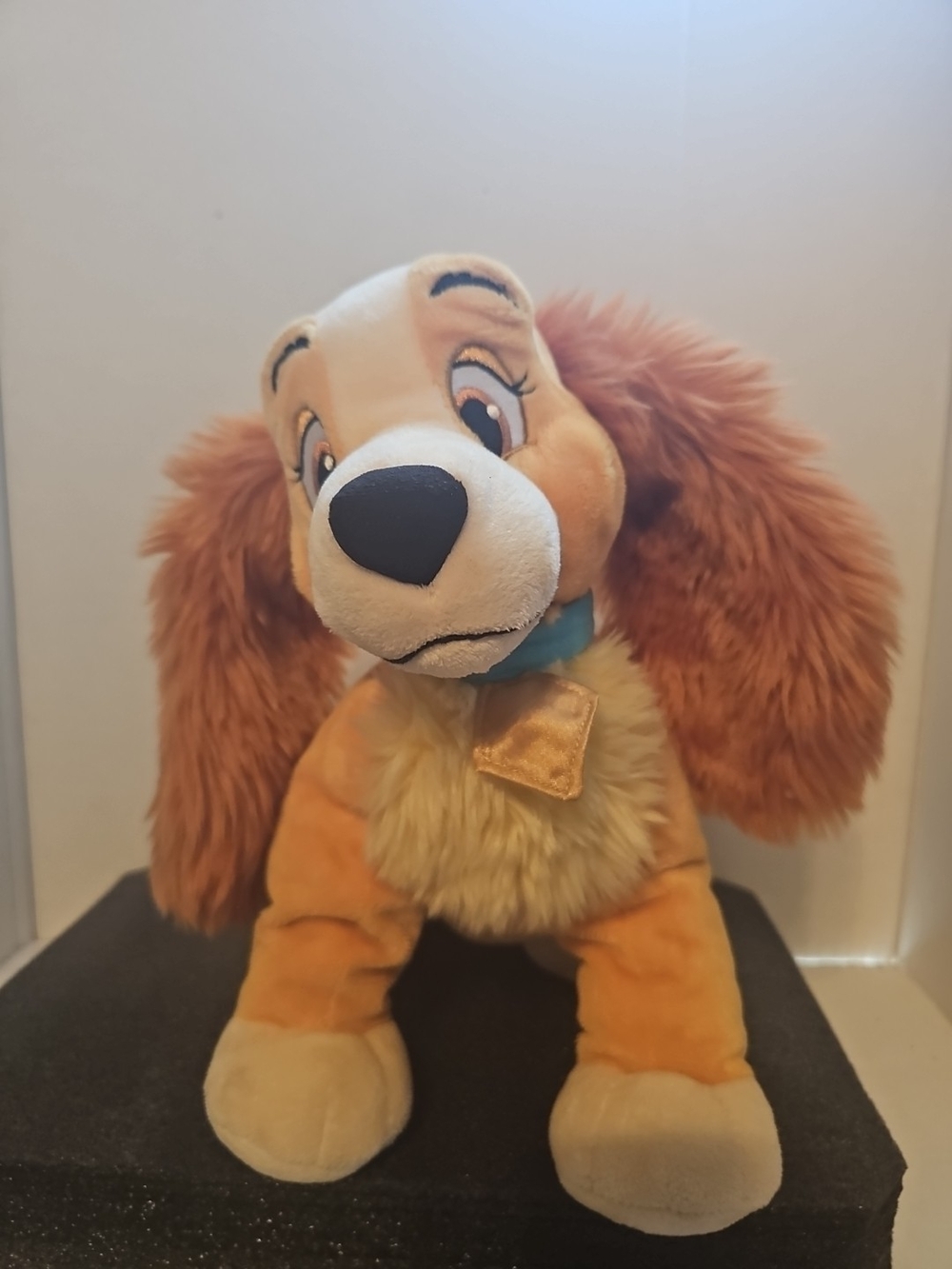 Disney Orange and Cream Plush Puppy with Blue Bow